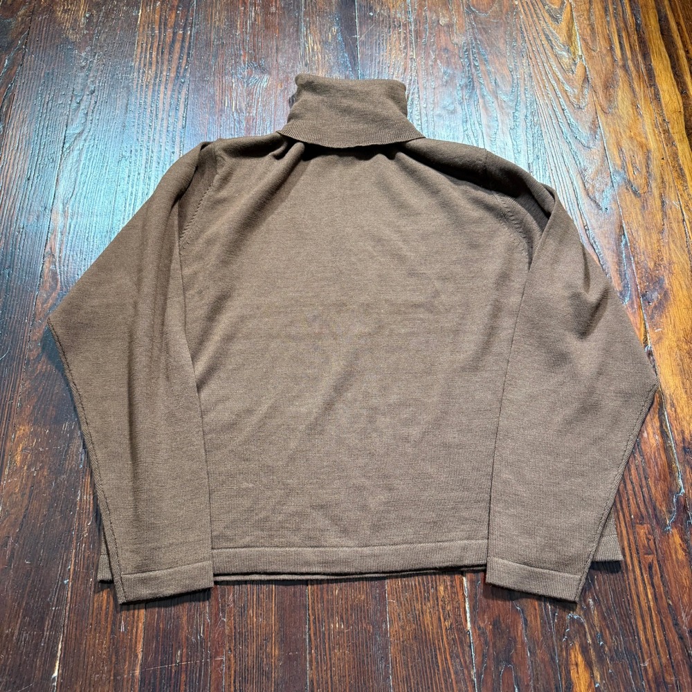 Urban Wool Turtleneck Sweater Women XL Brown 100% Merino Pure Wool Fine Knit
